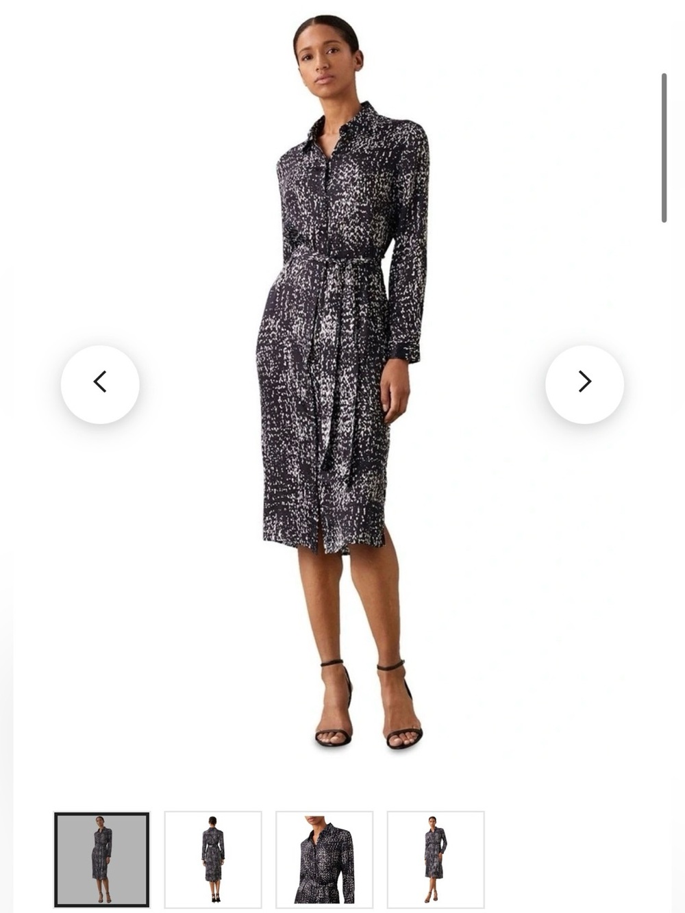 ❌Sold❌Calvin Klein Printed Textured Satin Long Sleeve Shirt Dress